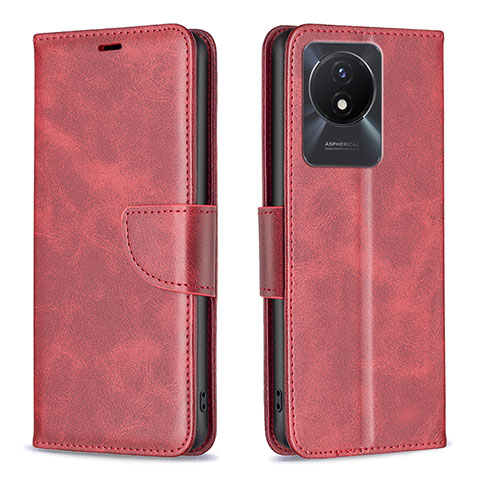 Funda de Cuero Cartera con Soporte Carcasa B04F para Vivo Y11 (2023) Rojo