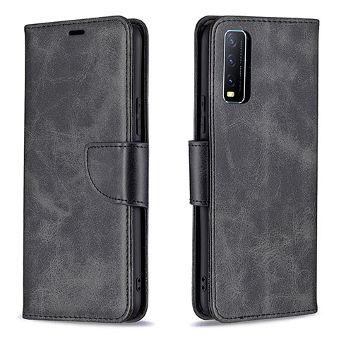 Funda de Cuero Cartera con Soporte Carcasa B04F para Vivo Y20 (2021) Negro