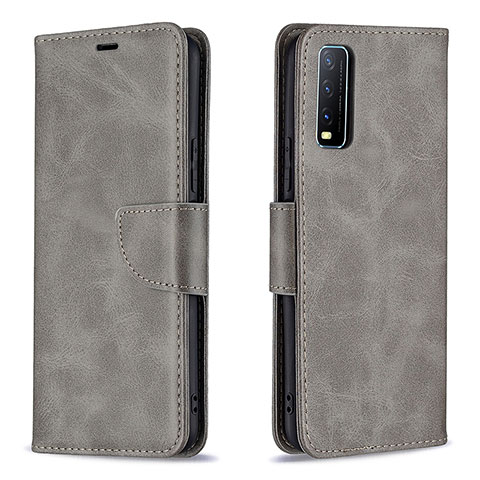 Funda de Cuero Cartera con Soporte Carcasa B04F para Vivo Y20s G Gris