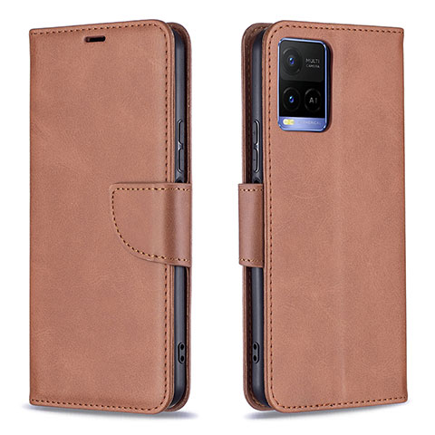 Funda de Cuero Cartera con Soporte Carcasa B04F para Vivo Y21t Marron