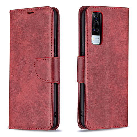 Funda de Cuero Cartera con Soporte Carcasa B04F para Vivo Y51A Rojo