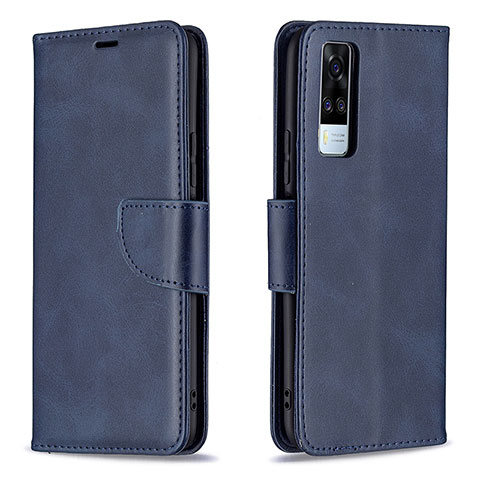 Funda de Cuero Cartera con Soporte Carcasa B04F para Vivo Y53s 4G Azul