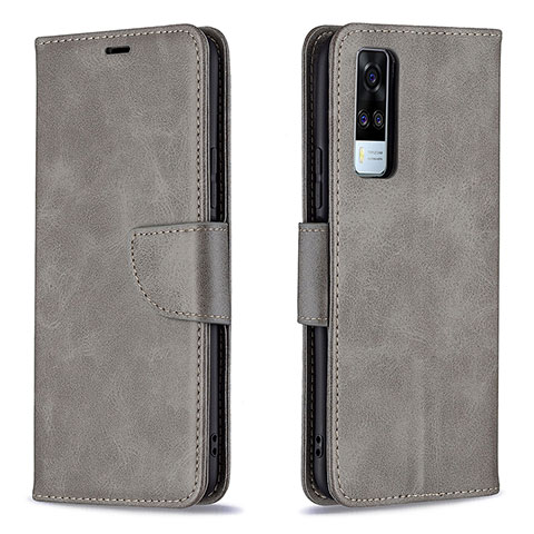 Funda de Cuero Cartera con Soporte Carcasa B04F para Vivo Y53s 4G Gris