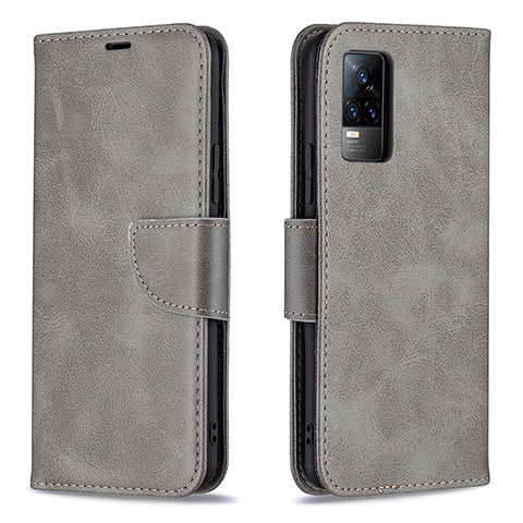 Funda de Cuero Cartera con Soporte Carcasa B04F para Vivo Y73 (2021) Gris