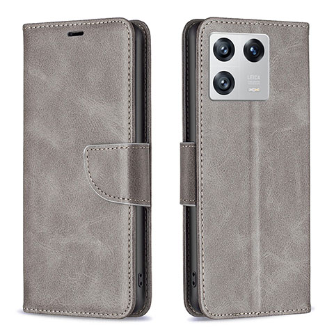 Funda de Cuero Cartera con Soporte Carcasa B04F para Xiaomi Mi 13 5G Gris