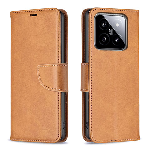 Funda de Cuero Cartera con Soporte Carcasa B04F para Xiaomi Mi 14 5G Marron Claro