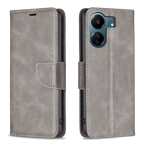 Funda de Cuero Cartera con Soporte Carcasa B04F para Xiaomi Poco C65 Gris