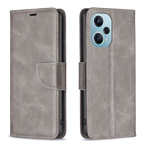 Funda de Cuero Cartera con Soporte Carcasa B04F para Xiaomi Poco F5 5G Gris