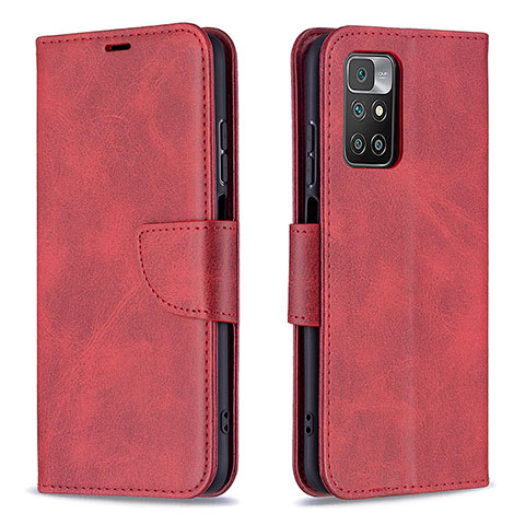 Funda de Cuero Cartera con Soporte Carcasa B04F para Xiaomi Redmi 10 (2022) Rojo