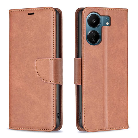 Funda de Cuero Cartera con Soporte Carcasa B04F para Xiaomi Redmi 13C Marron