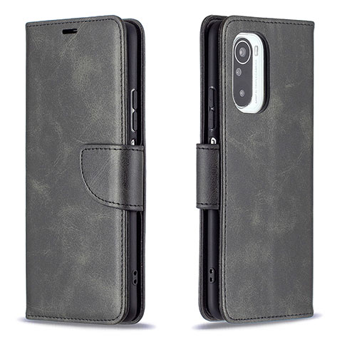 Funda de Cuero Cartera con Soporte Carcasa B04F para Xiaomi Redmi K40 5G Negro