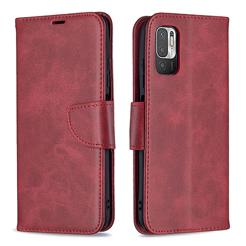 Funda de Cuero Cartera con Soporte Carcasa B04F para Xiaomi Redmi Note 10T 5G Rojo