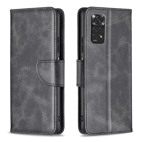 Funda de Cuero Cartera con Soporte Carcasa B04F para Xiaomi Redmi Note 11 4G (2022) Negro