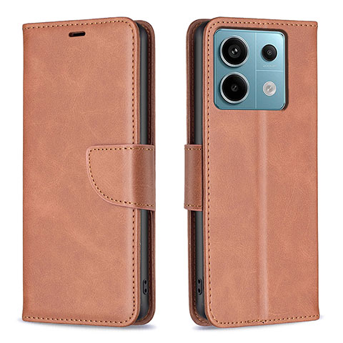 Funda de Cuero Cartera con Soporte Carcasa B04F para Xiaomi Redmi Note 13 Pro 5G Marron