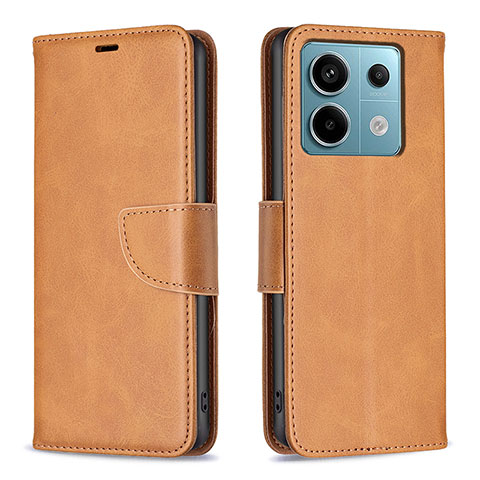 Funda de Cuero Cartera con Soporte Carcasa B04F para Xiaomi Redmi Note 13 Pro 5G Marron Claro