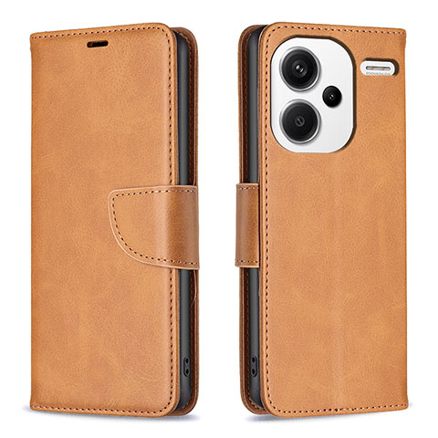 Funda de Cuero Cartera con Soporte Carcasa B04F para Xiaomi Redmi Note 13 Pro+ Plus 5G Marron Claro