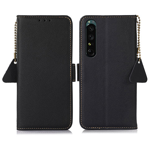 Funda de Cuero Cartera con Soporte Carcasa B04H para Sony Xperia 1 IV Negro