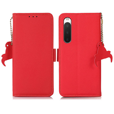 Funda de Cuero Cartera con Soporte Carcasa B04H para Sony Xperia 10 IV SOG07 Rojo