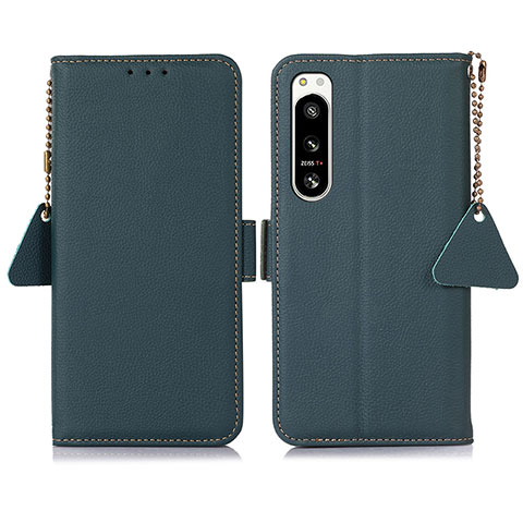 Funda de Cuero Cartera con Soporte Carcasa B04H para Sony Xperia 5 IV Verde