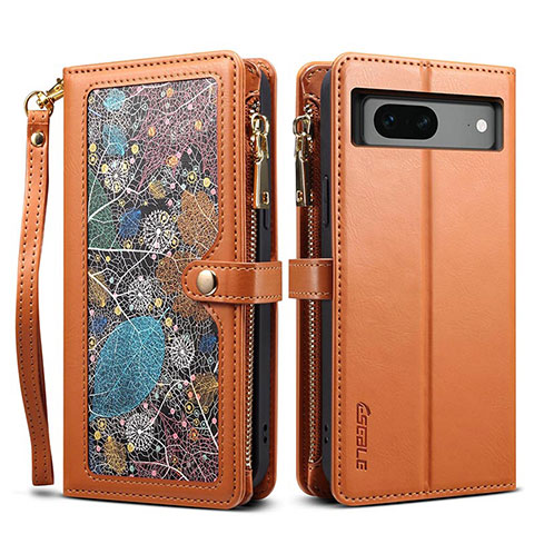 Funda de Cuero Cartera con Soporte Carcasa B04S para Google Pixel 7 5G Marron