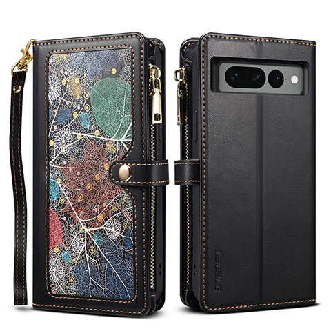 Funda de Cuero Cartera con Soporte Carcasa B04S para Google Pixel 7 Pro 5G Negro