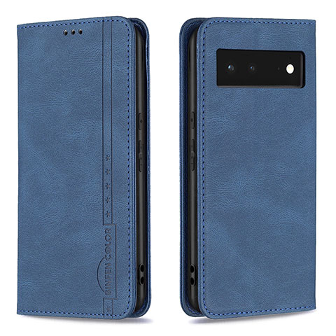 Funda de Cuero Cartera con Soporte Carcasa B05F para Google Pixel 6 5G Azul