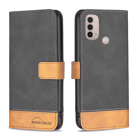 Funda de Cuero Cartera con Soporte Carcasa B05F para Motorola Moto E40 Negro