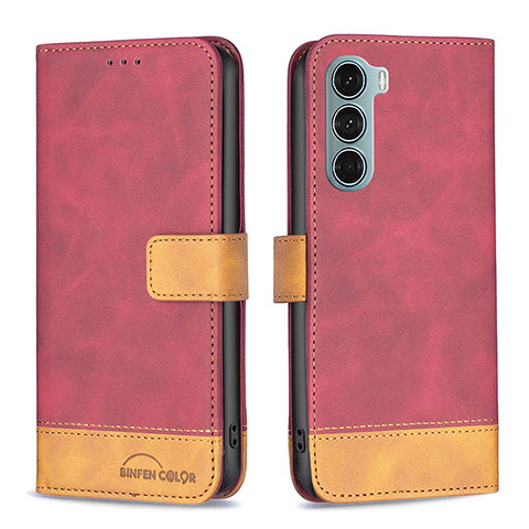 Funda de Cuero Cartera con Soporte Carcasa B05F para Motorola Moto Edge S30 5G Rojo