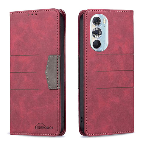 Funda de Cuero Cartera con Soporte Carcasa B05F para Motorola Moto Edge X30 5G Rojo