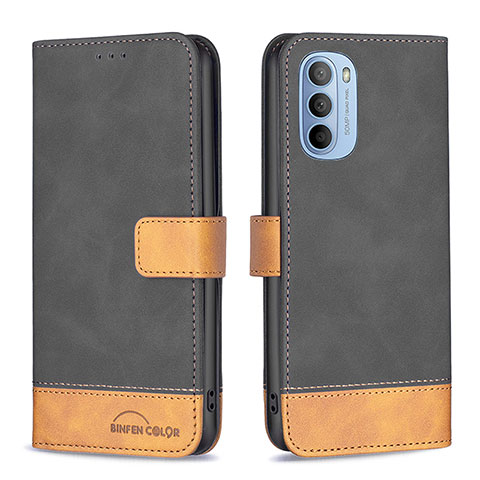 Funda de Cuero Cartera con Soporte Carcasa B05F para Motorola Moto G31 Negro