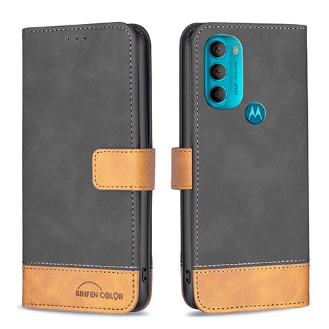 Funda de Cuero Cartera con Soporte Carcasa B05F para Motorola Moto G71 5G Negro