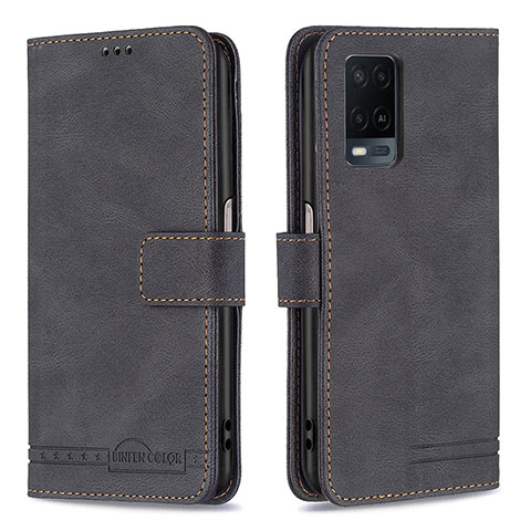 Funda de Cuero Cartera con Soporte Carcasa B05F para Oppo A54 4G Negro