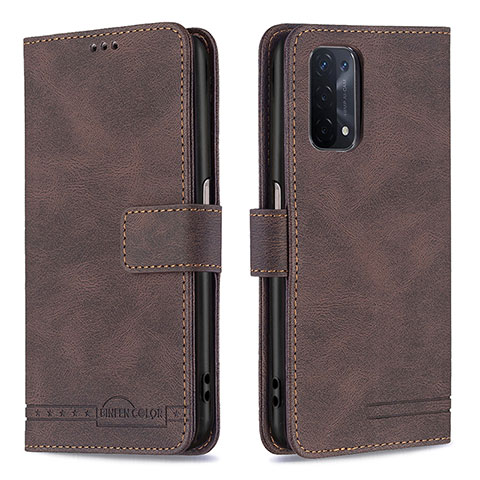 Funda de Cuero Cartera con Soporte Carcasa B05F para Oppo A74 5G Marron