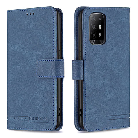 Funda de Cuero Cartera con Soporte Carcasa B05F para Oppo A94 5G Azul