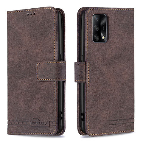 Funda de Cuero Cartera con Soporte Carcasa B05F para Oppo F19 Marron