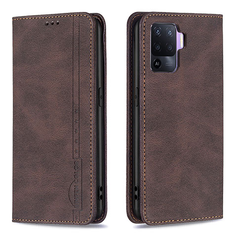 Funda de Cuero Cartera con Soporte Carcasa B05F para Oppo F19 Pro Marron