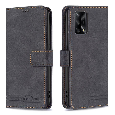 Funda de Cuero Cartera con Soporte Carcasa B05F para Oppo F19s Negro