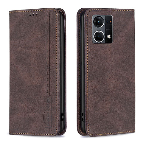 Funda de Cuero Cartera con Soporte Carcasa B05F para Oppo F21 Pro 4G Marron