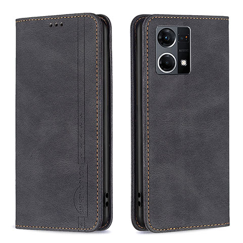 Funda de Cuero Cartera con Soporte Carcasa B05F para Oppo F21 Pro 4G Negro