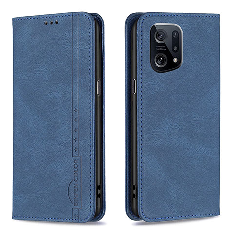 Funda de Cuero Cartera con Soporte Carcasa B05F para Oppo Find X5 5G Azul