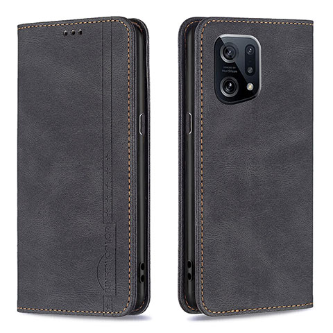 Funda de Cuero Cartera con Soporte Carcasa B05F para Oppo Find X5 5G Negro