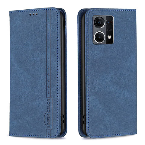 Funda de Cuero Cartera con Soporte Carcasa B05F para Oppo Reno7 4G Azul