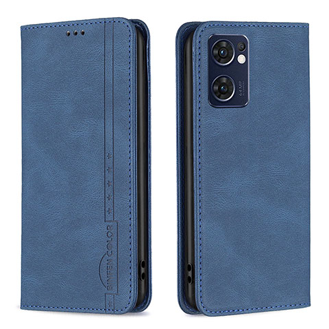 Funda de Cuero Cartera con Soporte Carcasa B05F para Oppo Reno7 5G Azul