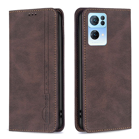 Funda de Cuero Cartera con Soporte Carcasa B05F para Oppo Reno7 Pro 5G Marron