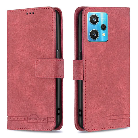 Funda de Cuero Cartera con Soporte Carcasa B05F para Realme 9 4G Rojo