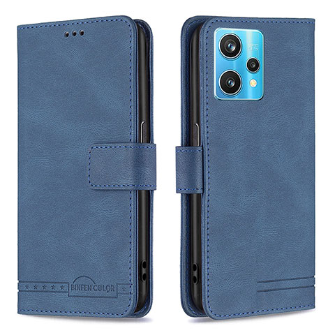 Funda de Cuero Cartera con Soporte Carcasa B05F para Realme 9 Pro+ Plus 5G Azul