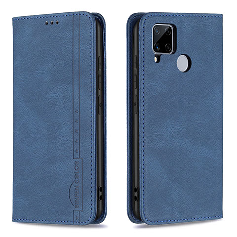 Funda de Cuero Cartera con Soporte Carcasa B05F para Realme C12 Azul