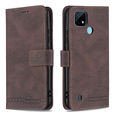 Funda de Cuero Cartera con Soporte Carcasa B05F para Realme C21 Marron