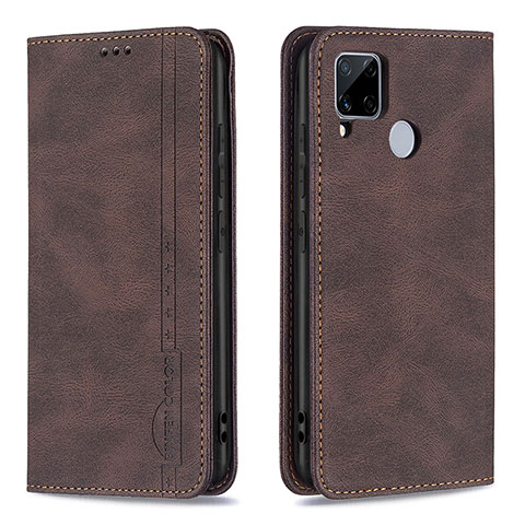 Funda de Cuero Cartera con Soporte Carcasa B05F para Realme C25 Marron