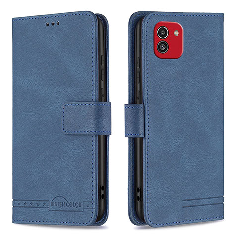 Funda de Cuero Cartera con Soporte Carcasa B05F para Samsung Galaxy A03 Azul